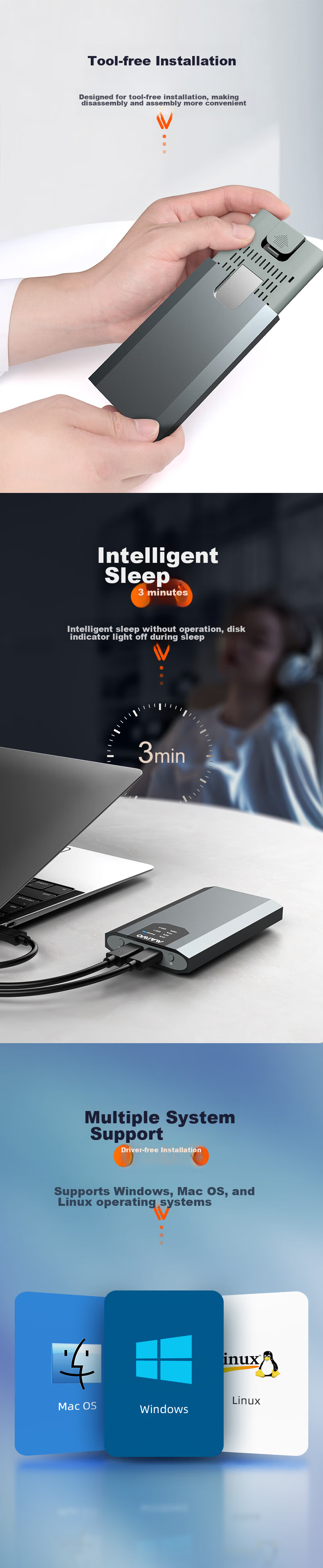 MAIWO K2023R Hard Drive Enclosure, M.2 NVMe Disk Array Case, Dual-Bay Hard Drive Cage with RAID Support, Compatible with Laptops And Apple 16-Inch External 20Gbps Read-Only Box 6