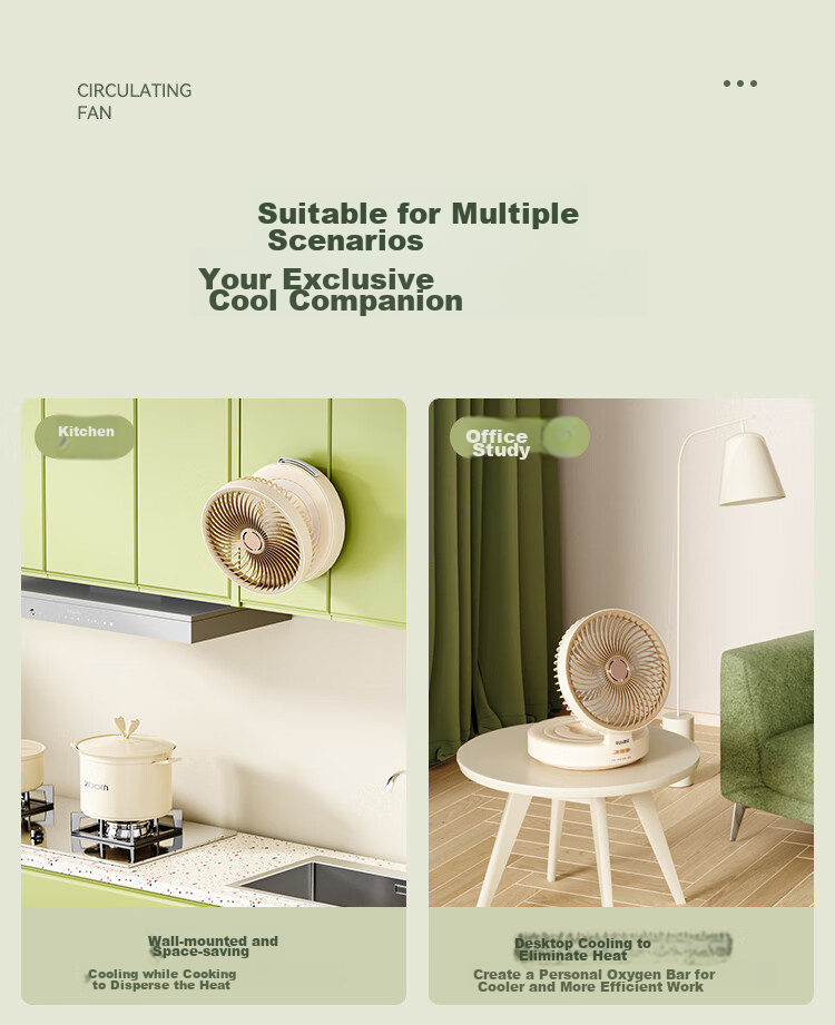 Xiyou Kitchen Wall-Mounted Fan, No Drilling Required, for Bed, Dormitory, Office Desk, Small Tabletop Rechargeable Electric Fan, Bathroom Air Circulator, Home-Use Mini Fa 12