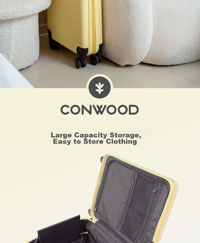 CONWOOD Foldable Travel Suitcase, Spinner Wheels Luggage, TSA Approved Trolley Case, Space-Saving PC243, Cream White, 26 Inches 1