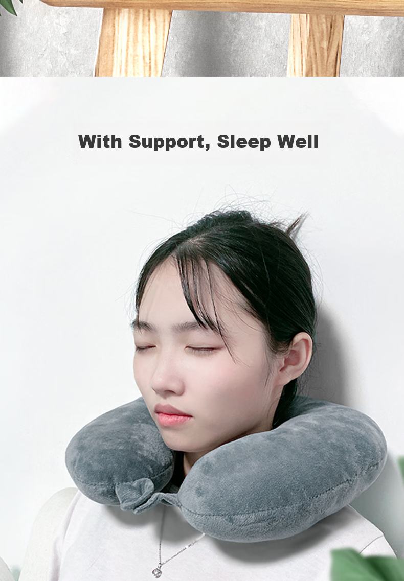 Best Coac U-Shaped Neck Pillow, Car Nap Pillow, Hugging Pillow, Airplane Travel Pillow, Office Headrest, Foldable for Multiple Uses, Light Gray 2