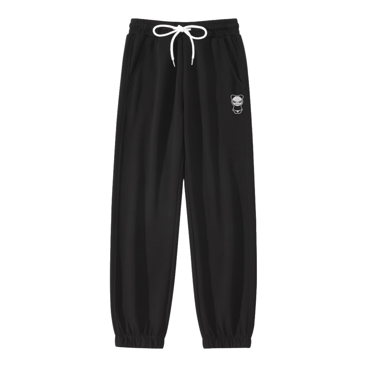 HIPANDA Hello Panda Casual Pants for Women, Summer Lazy Style Loose Fit Draping Tapered Leg Knit Drawstring Sweatpants Women's Black Size L