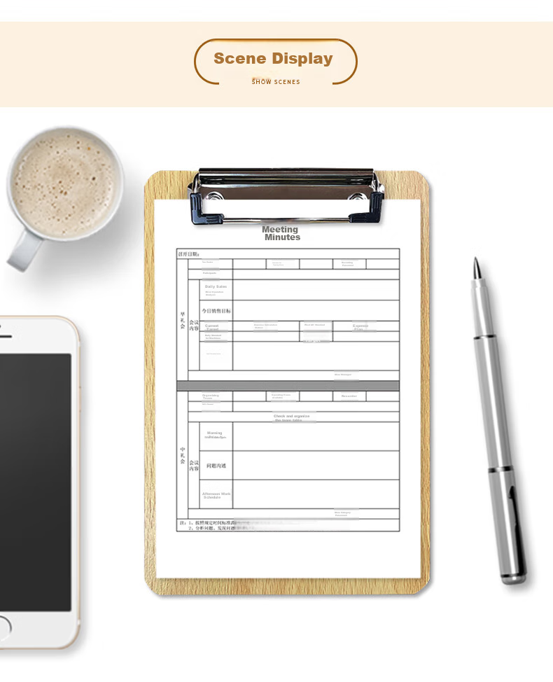 Bailiwen H805 Wooden Clipboard A4 File Folder, Wall-Mountable Document Holder, Restaurant Menu Holder, Drawing Board, Exam Paper Holder, Student Writing Pad, Storage Folder 8