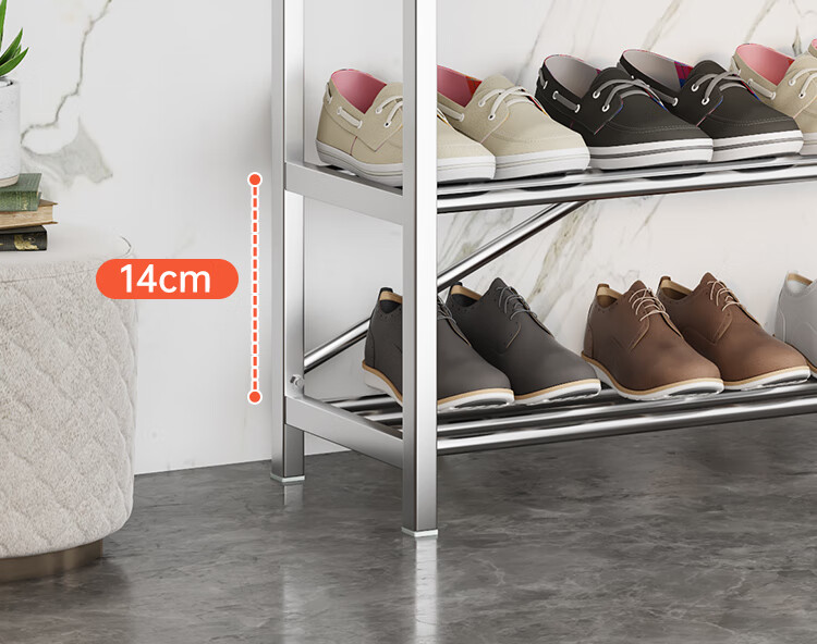 QIAONAMEI Stainless Steel Shoe Rack, Thickened Multi-Layer Simple Shoe Stand, Dormitory Entrance Home Storage Rack QNM1106-SR(A) 12
