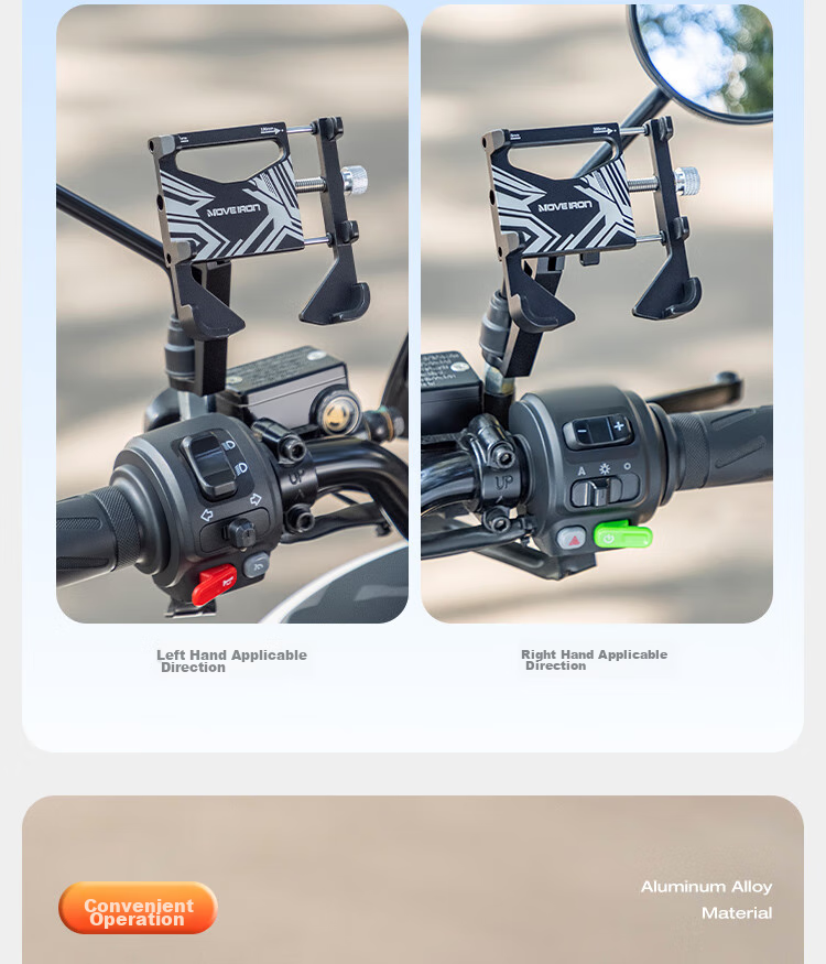 Move Iron Electric Vehicle Phone Holder, Motorcycle Aluminum Alloy Navigation Mount, Scooter Universal Six-Claw Fixed Delivery Courier Phone Stand, Cycling Equipment Accessory, Rearview Mirror Model 9
