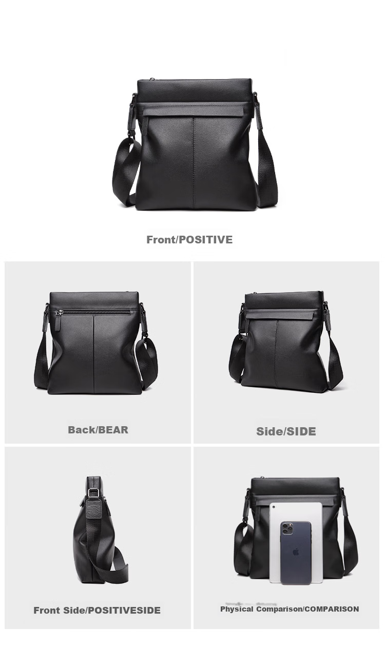 CROCODILE Genuine Leather Fashion Casual Top-Grain Cowhide Men's Business Shoulder Crossbody Bag T2423, Gift for Boyfriend 15