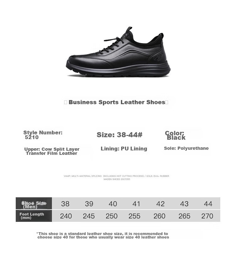 CARTELO Genuine Leather Men's Shoes, Business Casual Sports New Style for Autumn And Winter, Soft Thick-Soled Versatile Commuter Work High-End Black 40