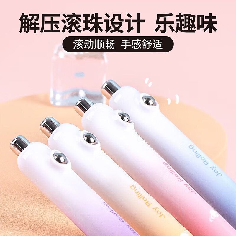Fizz Colorful Retractable Gel Pen, Stylish Design, 0.5mm Quick-Drying Double Ball CS Pen Tip, Soft Rubber Large Capacity Office Signing Pen Exam Pen, 1 Piece B73011 Pink