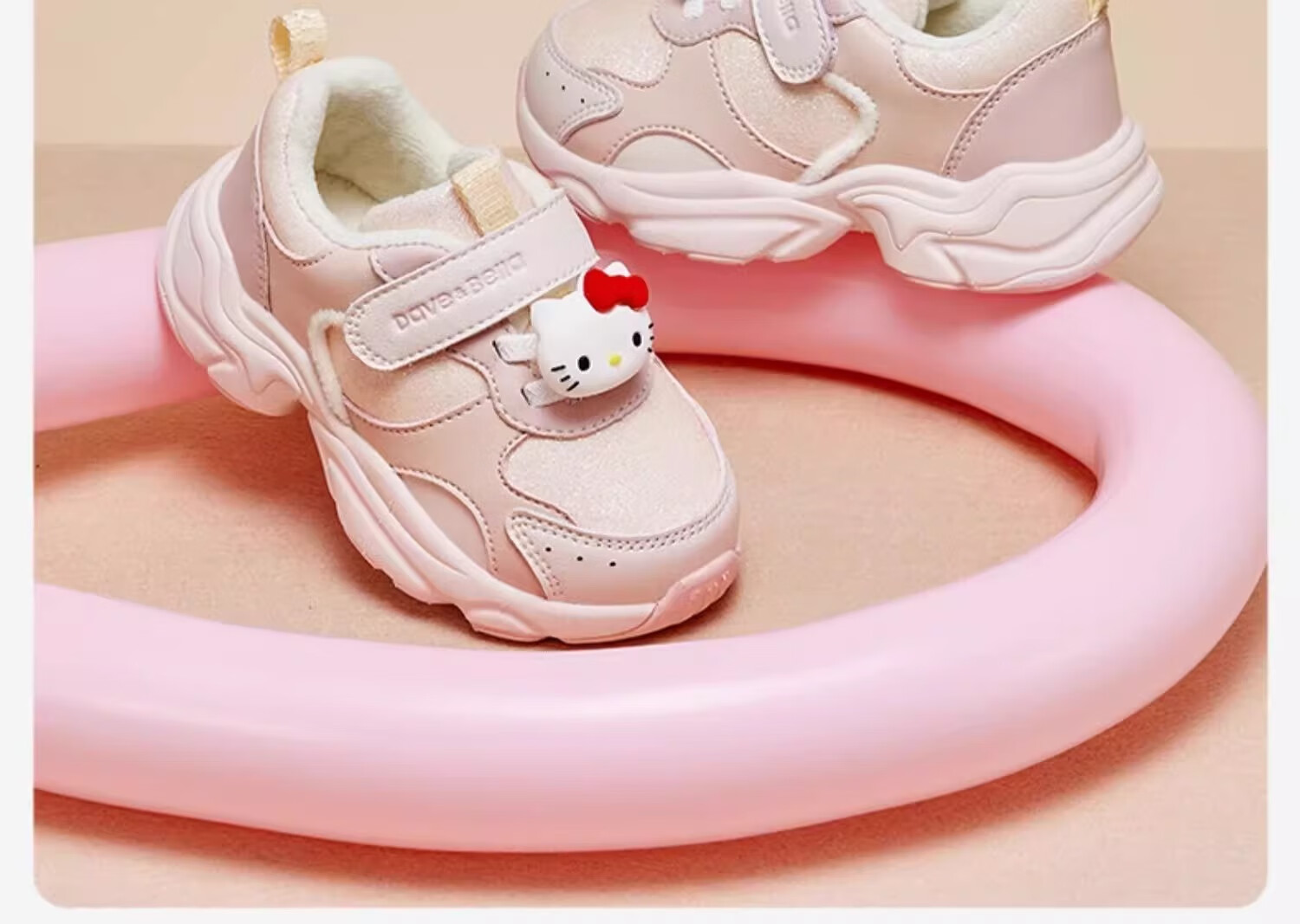 DAVE & BELLA Hello Kitty Girls' Winter Fleece-Lined Sports Walking Shoes 14