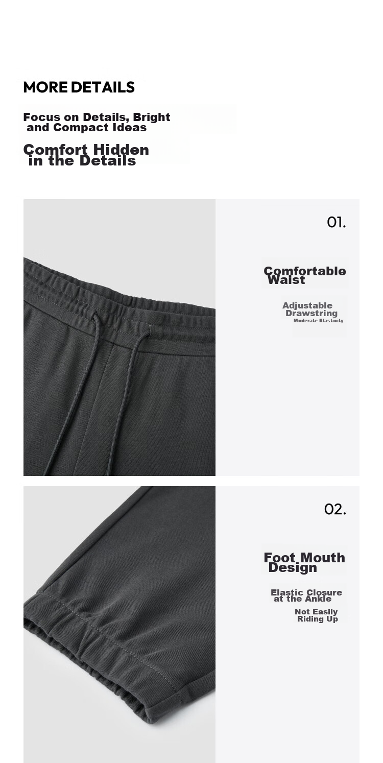 Semir Casual Pants for Men, Simple Solid Color Versatile Knitted Trousers, Autumn Drawstring Ankle-Tied Pants, Sporty Style 101524127121 23