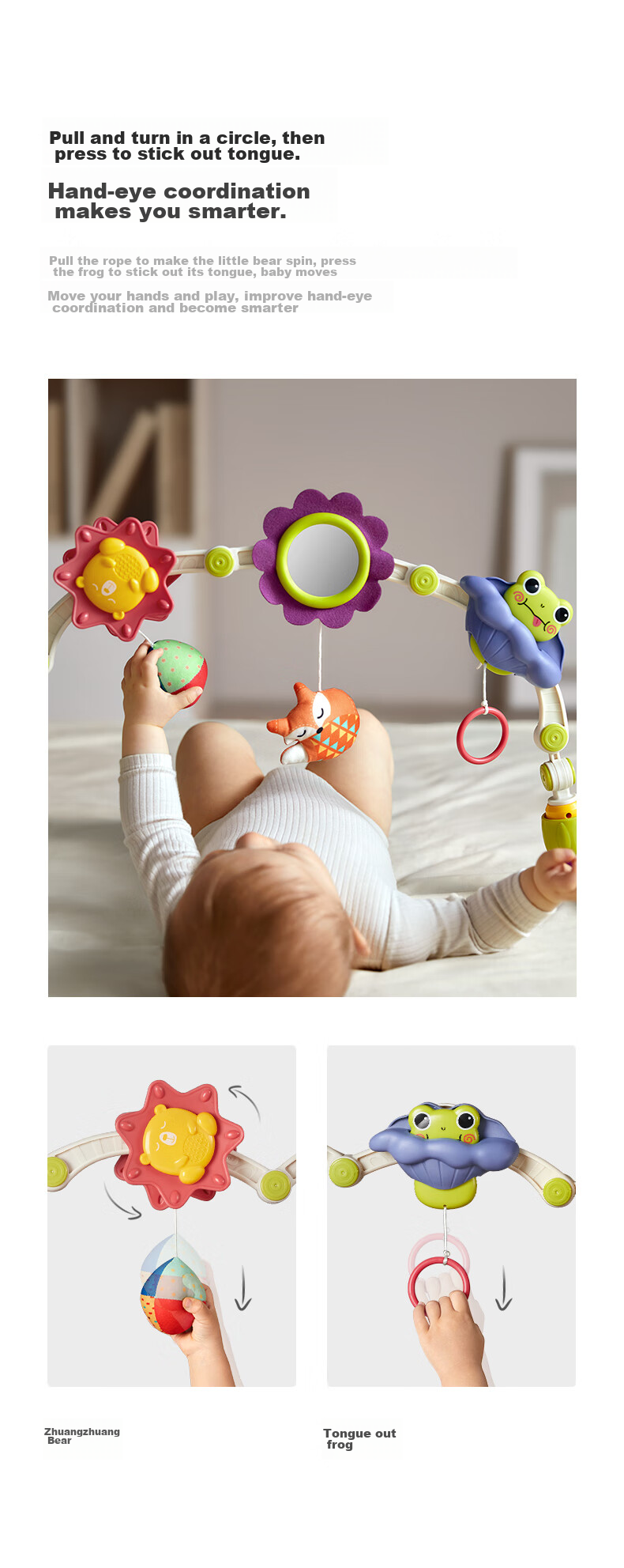 Babycare Hanging Baby Toy Rattle, Newborn Wind Chime, Stroller Cradle Rail Pendant, Dual-Use Car Bed Rattle 5