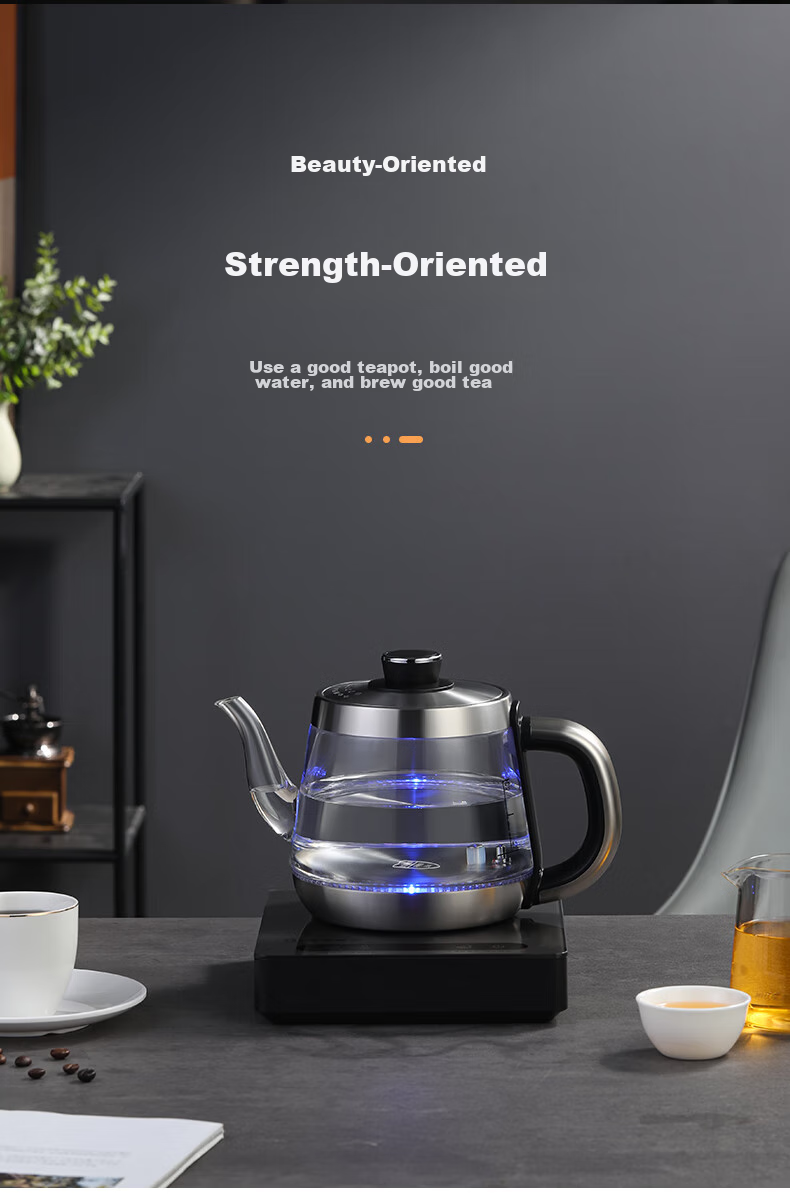 Biooner Fully Automatic Electric Kettle with Water Inlet, Glass Kettle, Tea Table Dedicated Integrated Tea Table, Coffee Table, Tea Brewing Utensils, Electric Tea Stove XT-301 Silver Gray Single Burner 1L 4