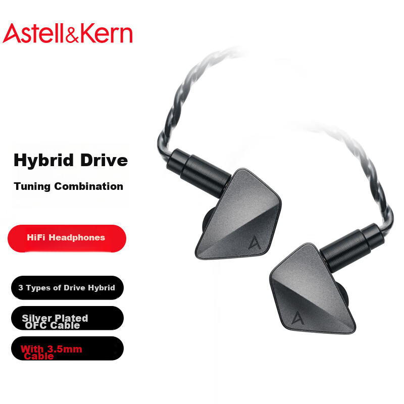 Iriver Astell&Kern AK ZERO1 Dynamic Iron + Dynamic Coil + Balanced Armature In-Ear Earphones, 4.4mm HIFI Music Headphones, Black, Gift