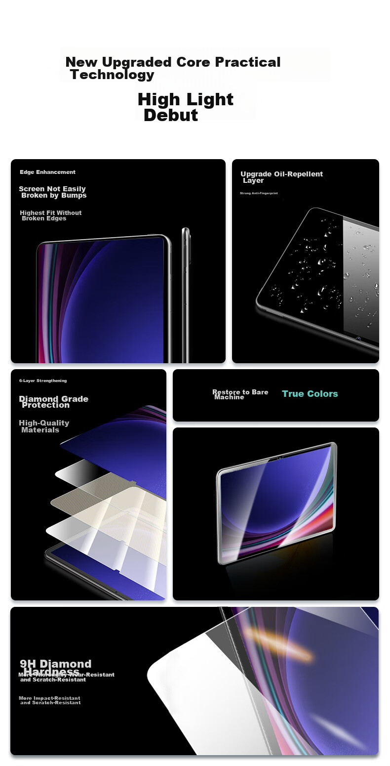 CangHua Tempered Glass Screen Protector for Samsung Tablets Tab S8Ultra/S9Ultra/S10Ultra/S11Ultra, 14.6-Inch Tablet Protective Film, HD Anti-Drop Protective Film 3