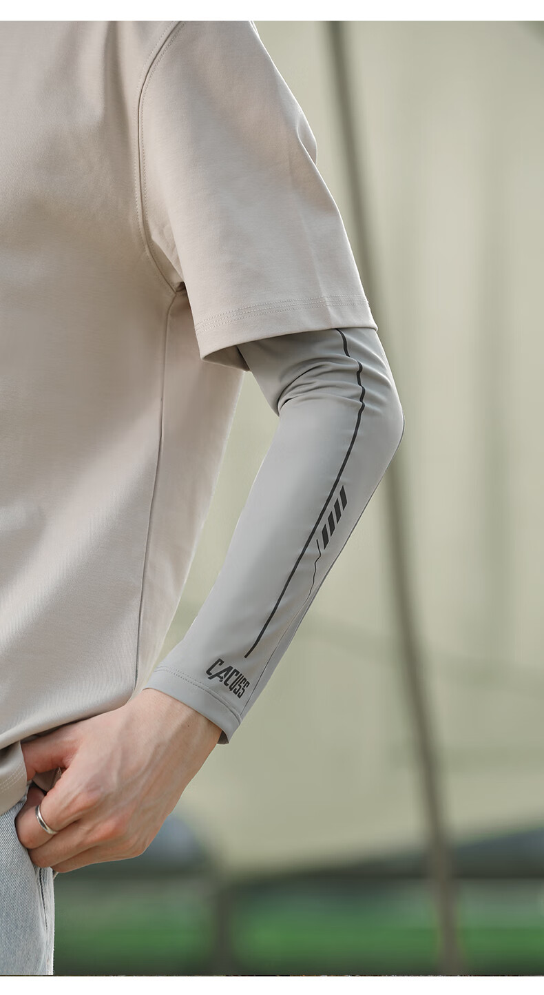 CACUSS Men's Summer Ice Silk UV Protection Arm Sleeves Cycling Driving Black M 13