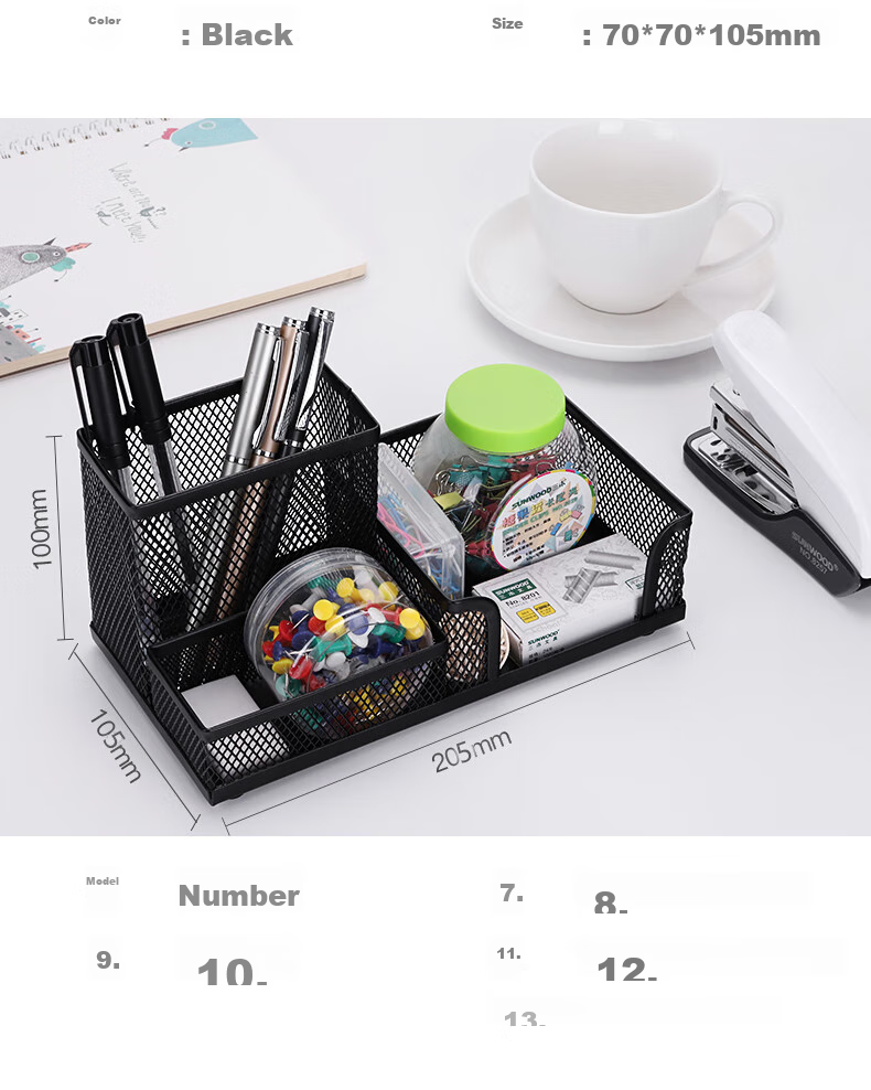 SUNWOOD Metal Mesh Series Round Pen Holder / Essential Student Stationery Storage Tube / Multifunctional Pen Holder, Black, 1202 8