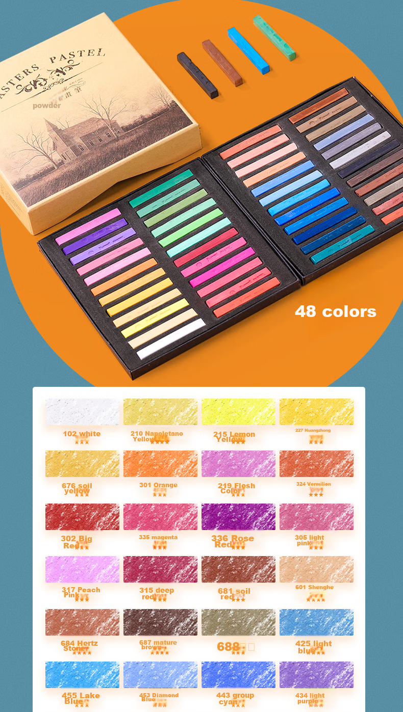 Marie's 36-Color Pastel Pencils, Colored Soft Pastel Sticks, Blackboard Chalk, Children's Wall Drawing And Graffiti Chalk Set F-2036 Drawing Pencils 18