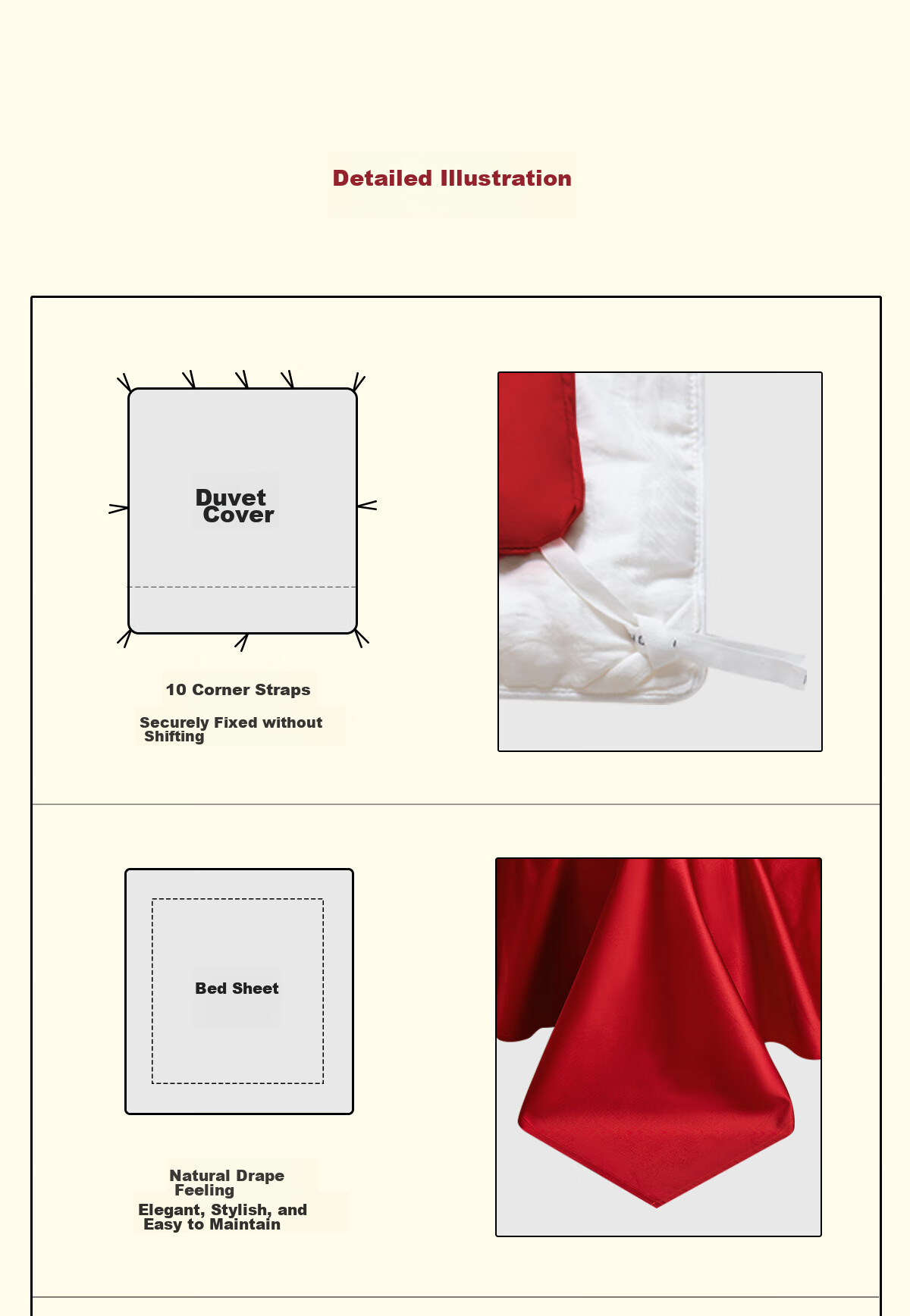 MIDO HOUSE Mingdu 100% Cotton Wedding Bedding Set, Pure Cotton Red Bed Sheet And Duvet Cover, 200X230cm, Pomegranate Flower Patter 10