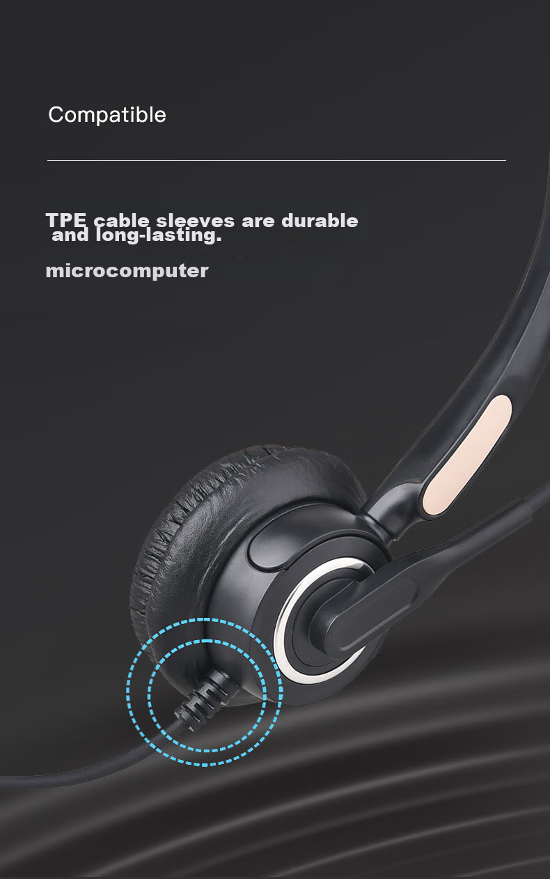 Yijiatong Single-Ear Headset Y500-RJ9 Crystal Connector, Over-Ear Headset/customer Service Headset/noise-Cancelling Headphones/sales Call Headset/business/education Direct Connection Telephone 10