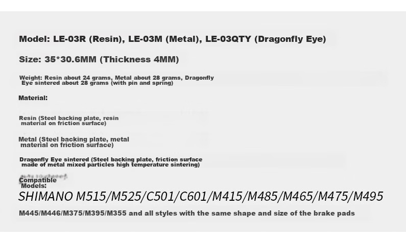 LEBYCLE Mountain Bike Disc Brake Pads, Metal Oil Brake Pads, Universal Shimano M365 M4050 MT400 UR300 Disc Brake Caliper Accessories Complete Set 5
