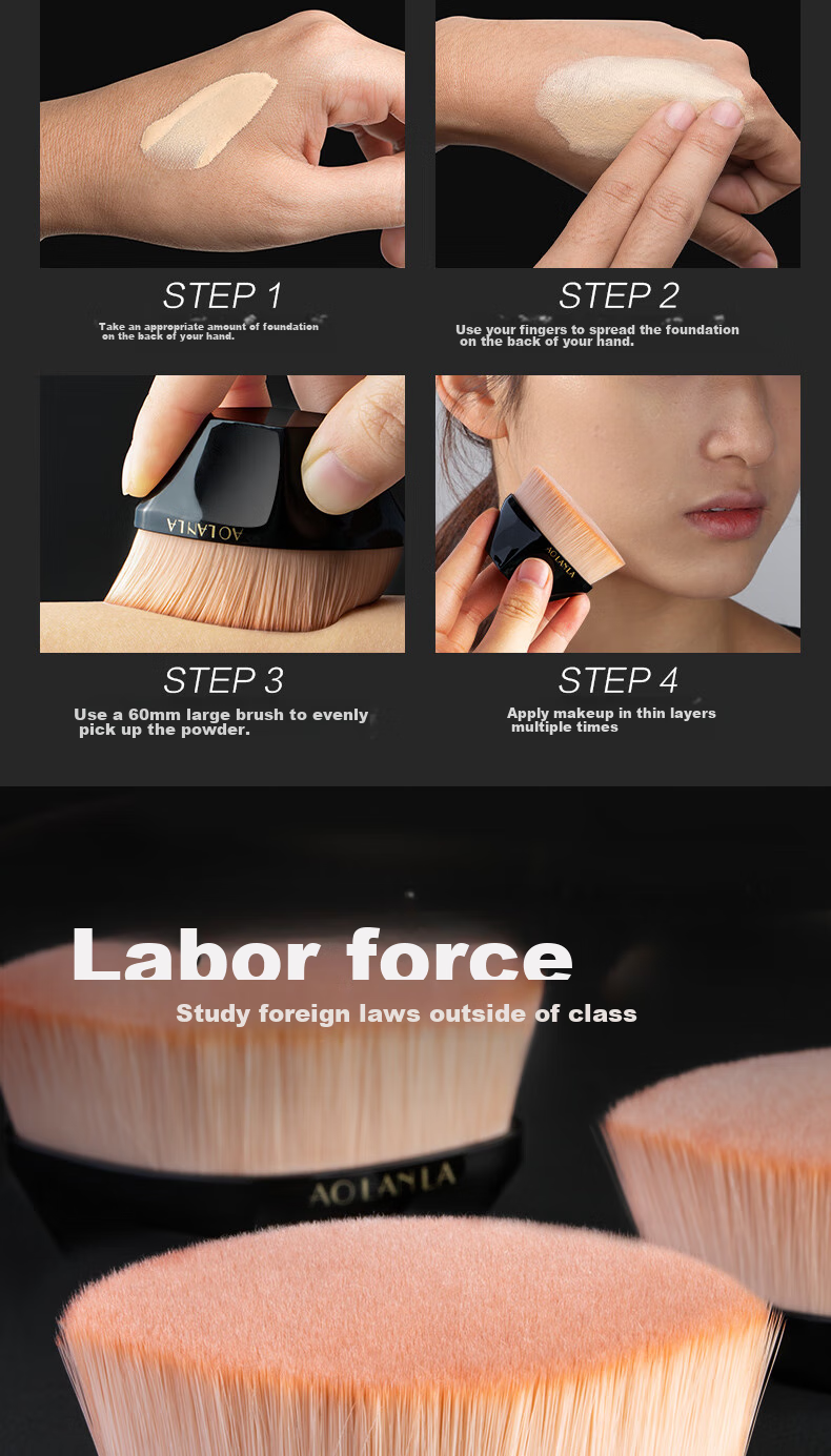 AOLANLA Portable Powder Brush No. 124, Loose Powder Blush Setting Brush, Soft And Skin-Friendly, Multifunctional Makeup Brush, Single Piece with Brush Case 3