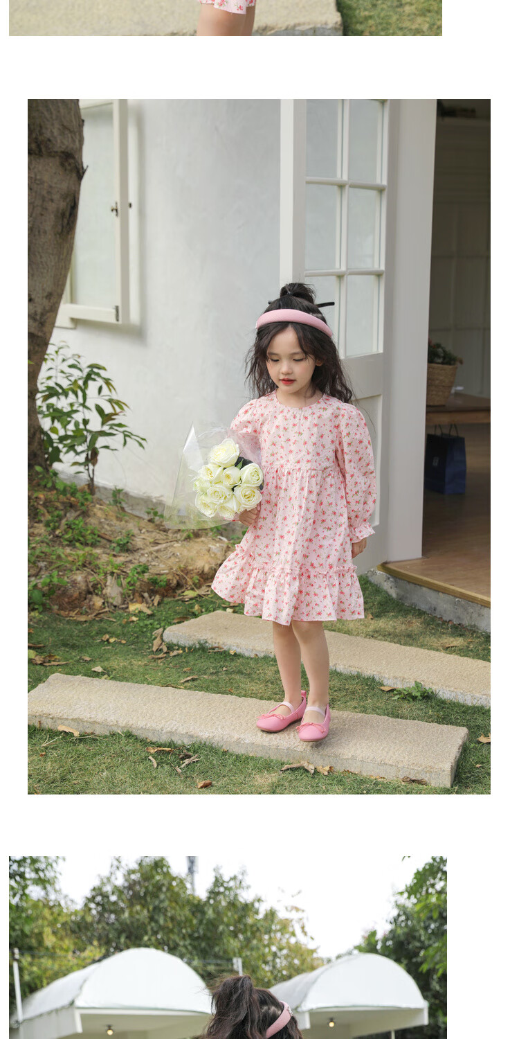 LUSON Chen Da Zhu Girls' Long-Sleeve Floral Print Dress, Spring And Autumn 2025 New Style Children's Fashionable Dress 18