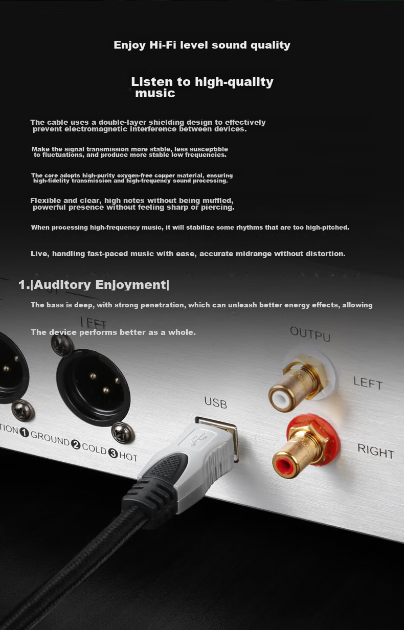 JIB High-Fidelity Audiophile USB Audio Cable A to B DAC Decoding Cable Version 2.0 Computer Sound Card Mixer Amplifier Speaker Connection Cable BB-110 Meter 4