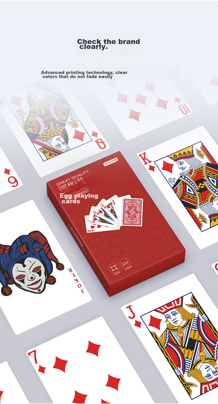 JD Original High-Quality Grade A Blue Core Paper Guandan Special Playing Cards, Durable Competition Cards with Large Print, 10 Decks, Back-To Seaso 6