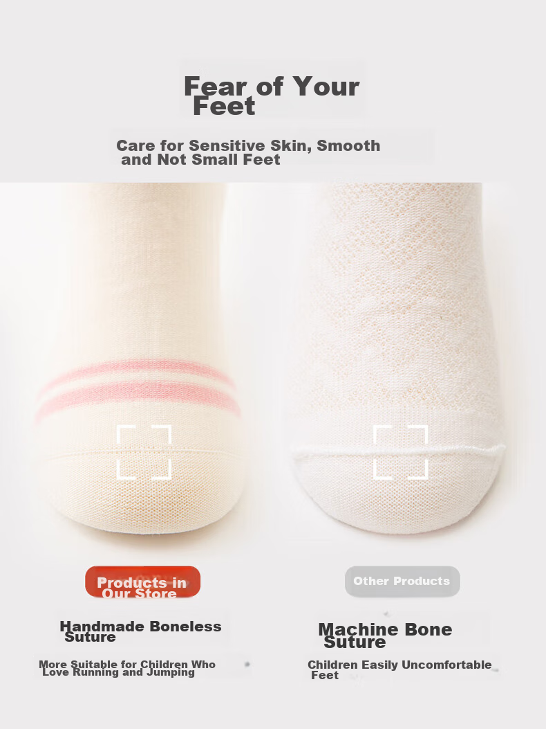 Bingxuemumian Children's Socks for Girls, Summer Thin Mid-Calf Cotton Socks, Mesh Breathable Seamless Socks for Kids, Cute Trendy Short Socks for Small to Big Kids 2
