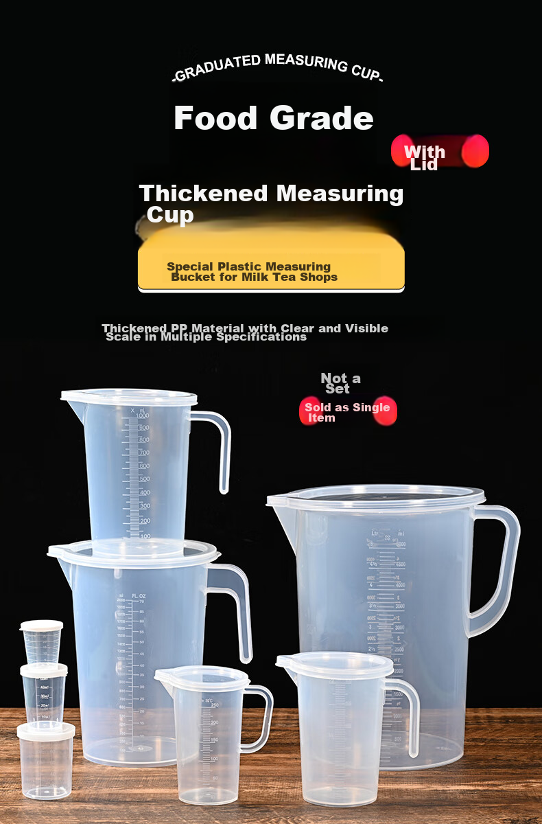Babike Measuring Cup, 1 Liter * 1 with Lid, Food-Grade PP Plastic, Kitchen Baking Water Cup, Heat-Resistant Milk Measuring Cup 1