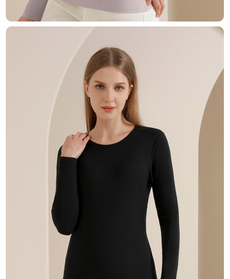 Urban Beauty Women's Round Neck Base Layer Shirt Mask Base Garment Single Piece Warm Slim Fit Lightweight Comfortable Top Black 2XL 22