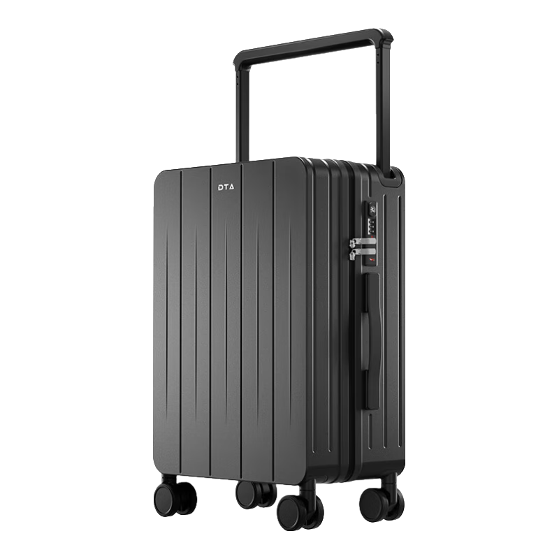 DTA Wide Pull Rod Suitcase, Large Capacity for Women, New Style Trolley Case with High Aesthetic Value, Password Lock, Travel Luggage for Men, Phantom Black, 24 Inches
