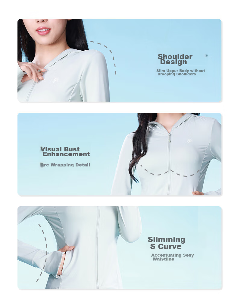 CAMEL Yoga Wear Ice-Cool Sun Protection Jacket, Moisture-Wicking Quick-Dry Lightweight Breathable All-In Sun Protection Clothing 1191 Sea Foam Green S 3