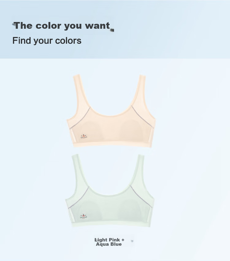 Hodohome Girls' Underwear, Puberty Stage Two Bra, Wireless, Anti-Nipple Show, Mesh Breathable Vest 006 A70 12
