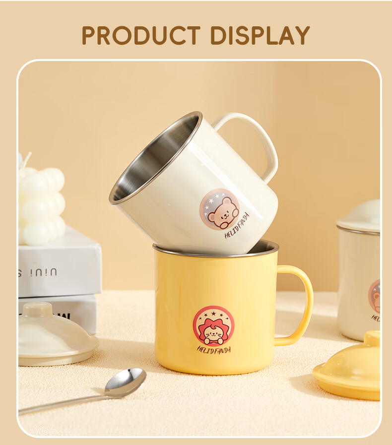 WORTHBUY 316 Stainless Steel Children's Milk Cup, Baby Drinking Cup, Double-Layer Anti-Scalding with Scale And Straw Cup, Rabbit Desig 12