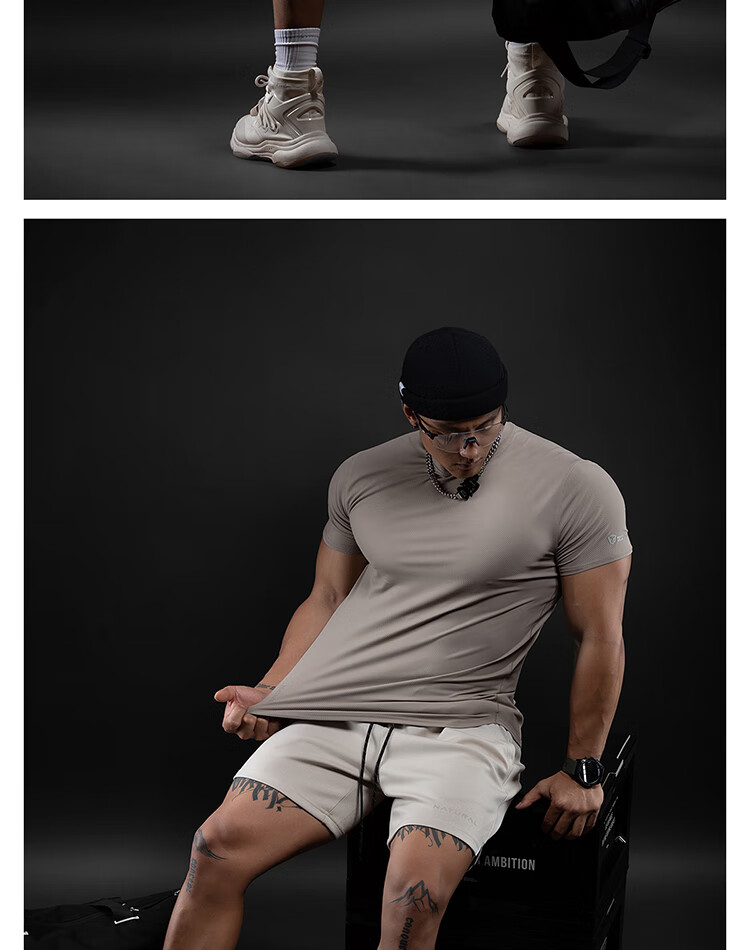 Monster Guardians Men's Sports Fitness Shirt Original Yarn Quick-Dry T-Shirt Lightweight Breathable Basic Running Training Short Sleeve Charcoal Black XL 17