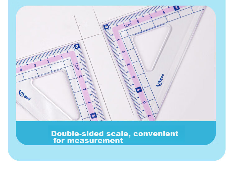 Maped Colorful Multifunctional Ruler Set, 15cm Wave Straight Ruler, 45° Triangle Ruler, 60° Triangle Ruler, 180° Protractor, Study And Exam Ruler Set, Blue, Elementary School Supplies for Back to School 11