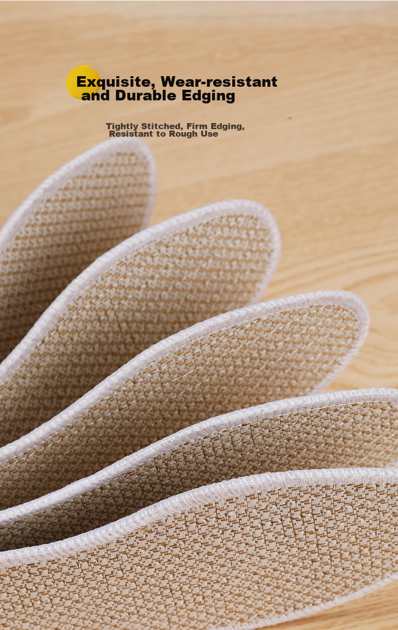 FOOTOPPO Linen Herbal Insoles for Men, Summer Sports Sweat-Absorbing Breathable Cotton Linen Shoes Odor-Resistant Insoles for Summer 14