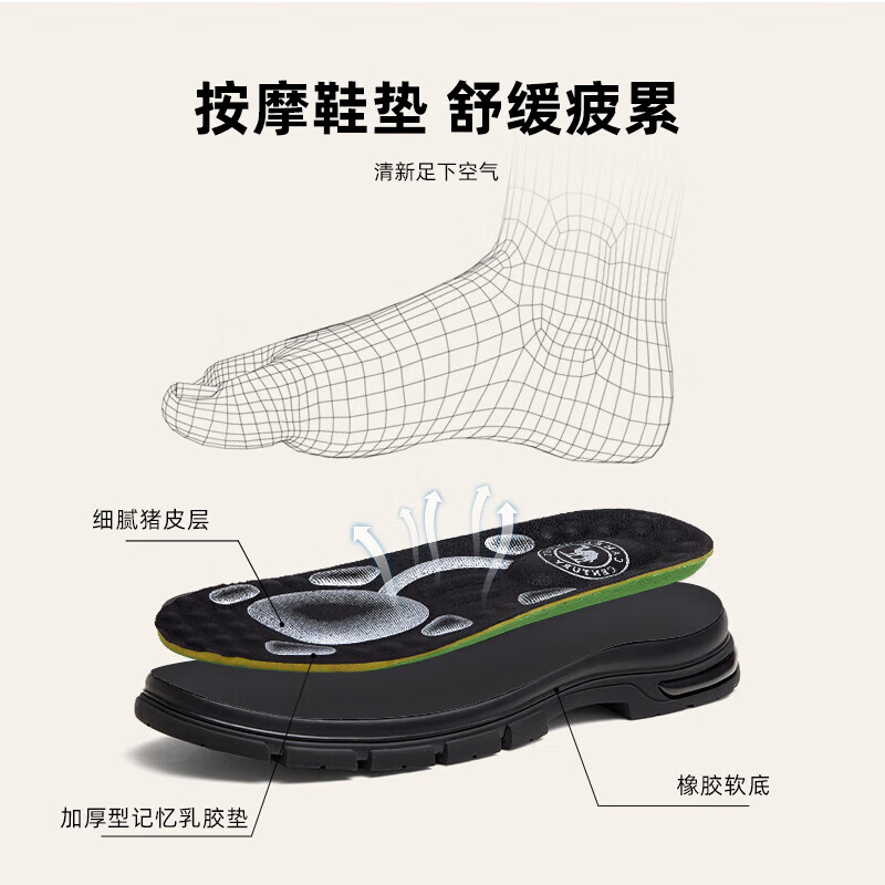 CAMEL Leather Comfortable Work Casual Dad Classic Business Shoes for Men, G14A211653, Black, Size 38