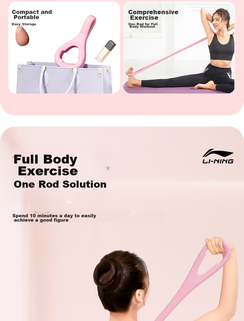 Li-Ning Eight-Shaped Resistance Band for Women's Shoulder Opening And Back Stretching, Elastic Band for Home Fitness Equipment, Full Body Workout And Yoga 5
