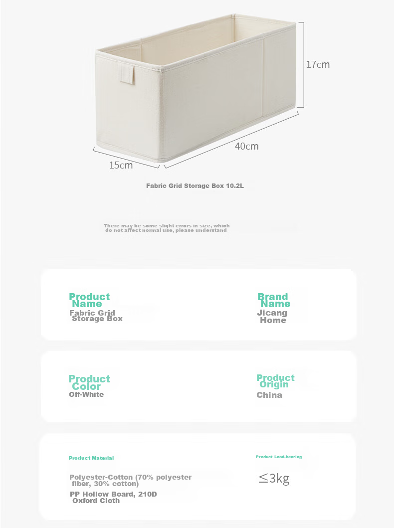 Jicang Fabric Wardrobe Storage Box, Clothes Organizer for Home Use, Layered Storage Container, Large Size 10.2L 3