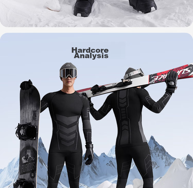 JD Original Yuxue 300 Compression Quick-Dry Thermal Underwear for Men, Warm Base Layer for Skiing, Mountaineering, And Outdoor Sports, Dark Gray M 21