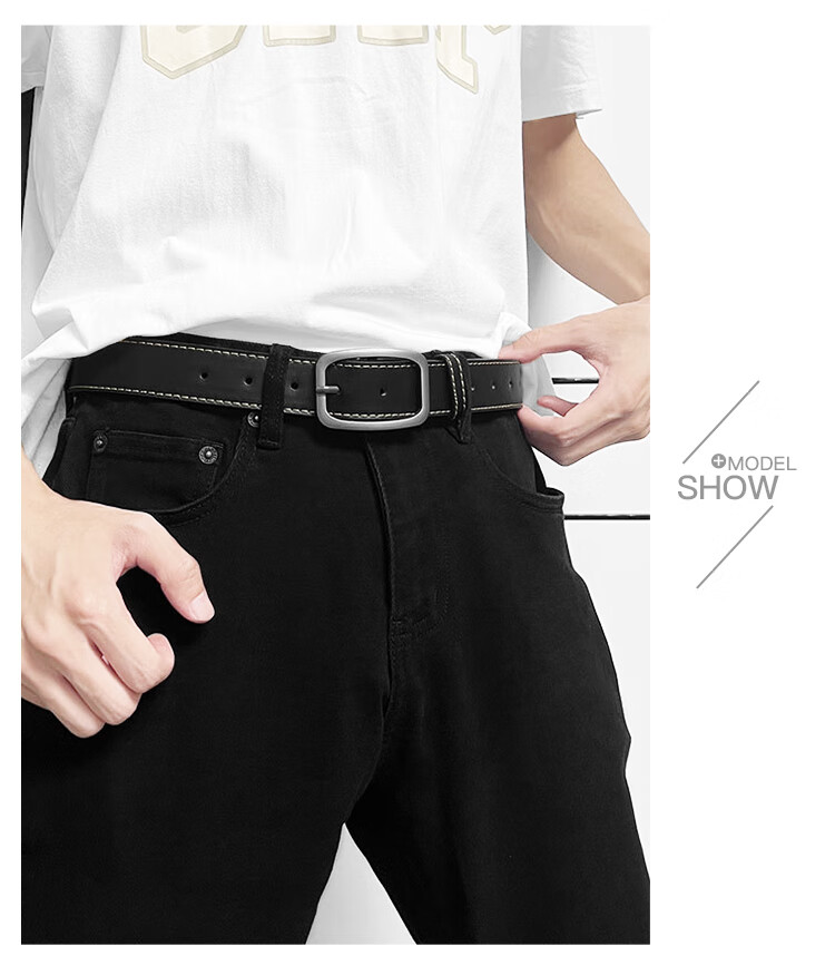 COW Men's Leather Belt with Pin Buckle, Summer Jeans Belt, Casual Birthday Gift for Husband Or Father's Day Present 6