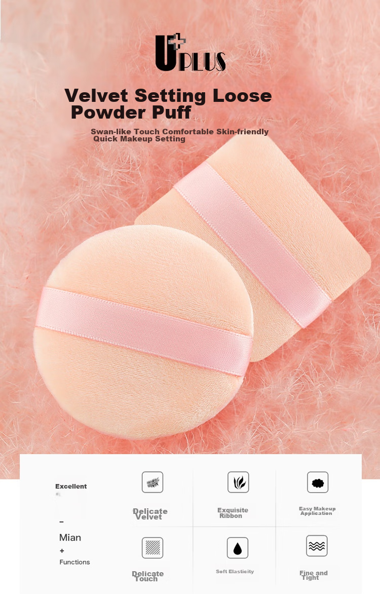 UPLUS Flocked Setting Powder Puff, 2 Pieces (Round + Square), Dedicated Replacement Powder Puff 1