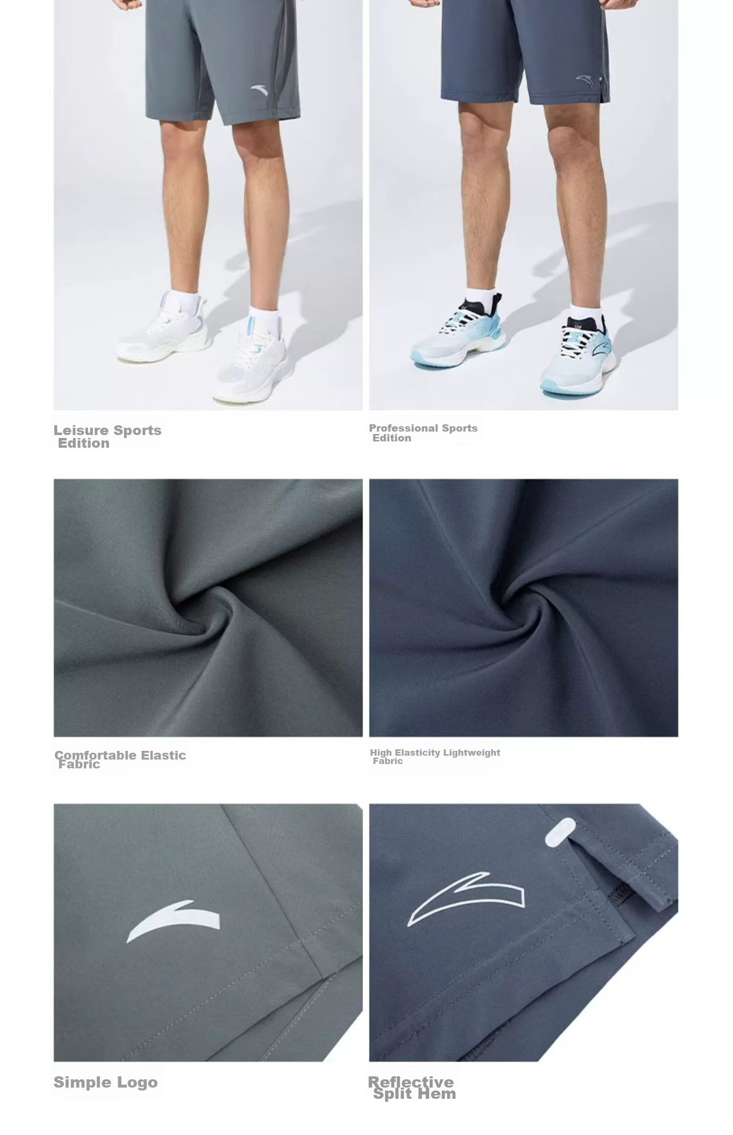 Anta Quick-Dry Men's Sports Shorts Summer Moisture-Wicking Breathable Fitness Training Running Outdoor Casual Woven Five-Point Pants 12