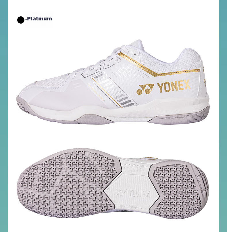 YONEX Badminton Shoes with Power Cushion, Shock Absorption, Breathable, for Competition And Training, SHBSF1EX White And Gold, Size 43 12