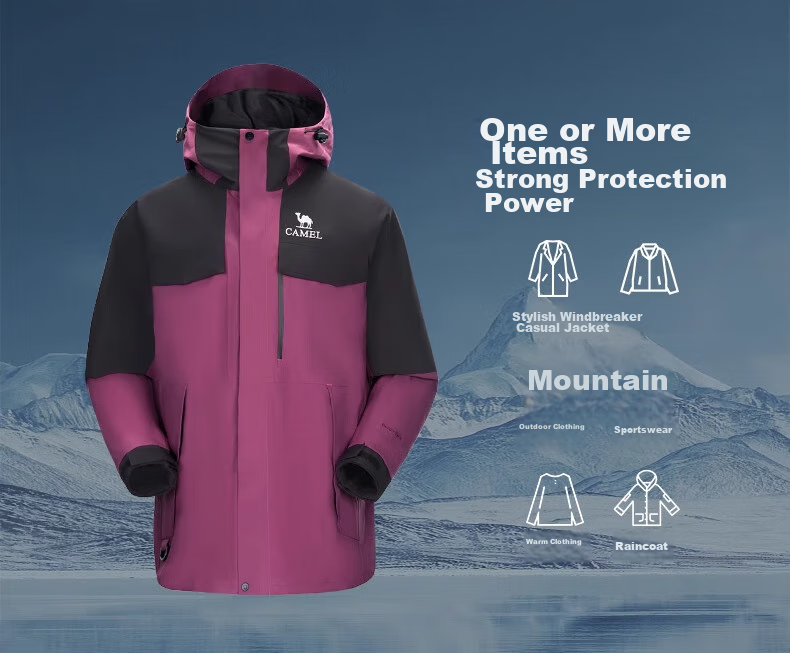CAMEL Outdoor 3-in-1 Detachable Waterproof Cold-Resistant Mountaineering Jacket O611 for Men and Women 11
