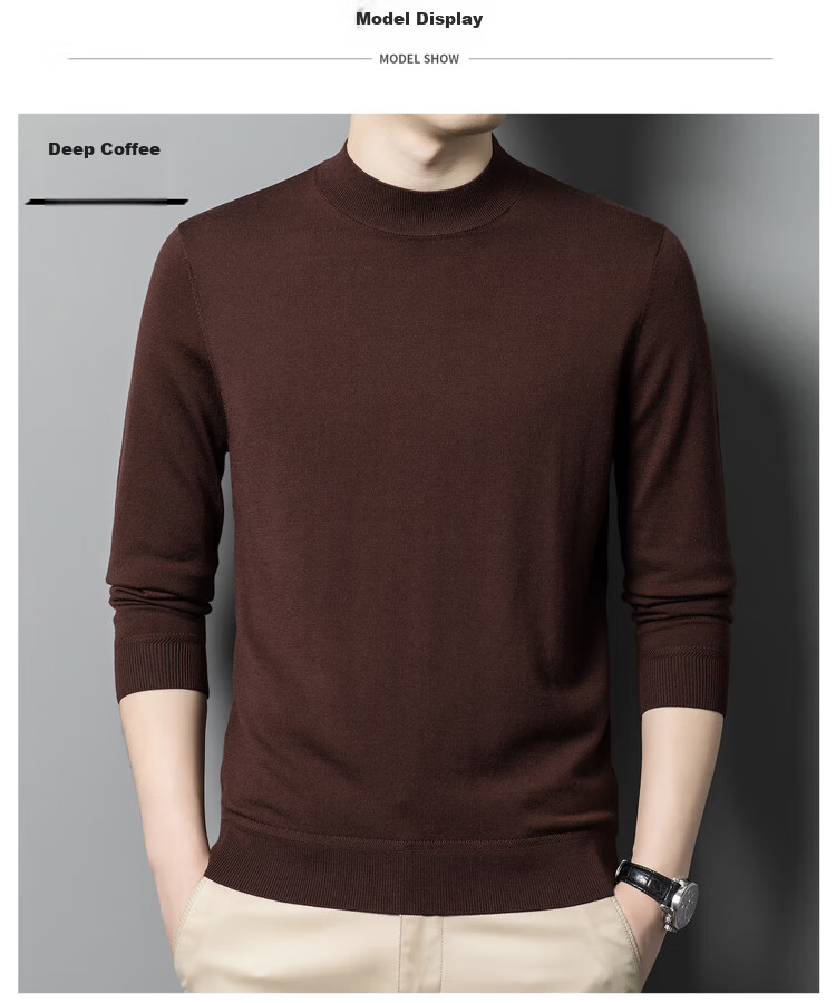 Hengyuanxiang 100% Wool Sweater for Men, Fine-Spun Machine Washable Pullover Turtleneck Base Layer, Pickled Green, 2XL (185) 13