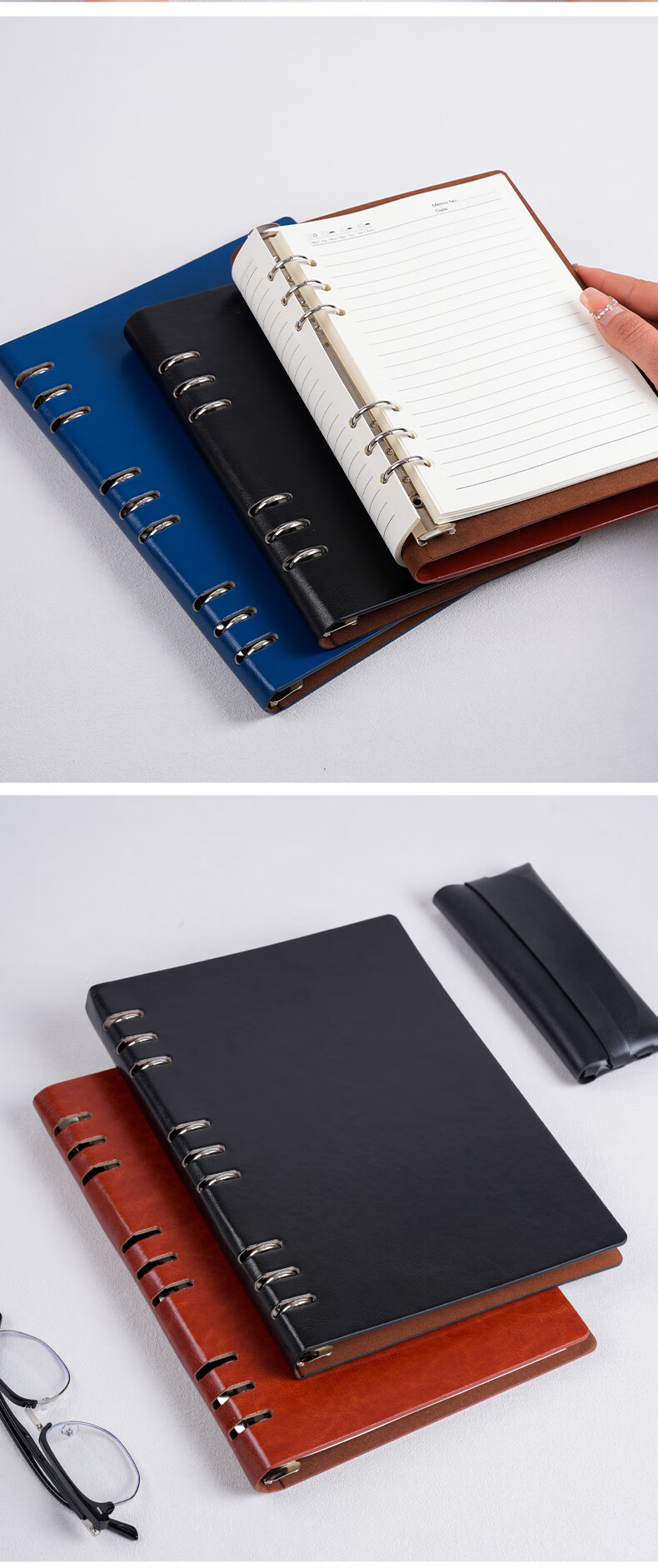 TENGXIONG A5 Loose-Leaf Notebook, Soft Leather Cover, B5 Journal, Detachable Refillable Pages, High-Quality Diary, Business Meeting Notebook, Office Stationery, Work Record Book, Customizable Logo for Enterprises 10
