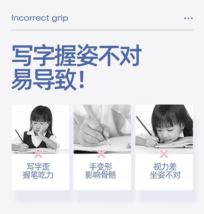 Wusheng Pen Grip Corrector, Five-Finger Posture Corrector for Kindergarten Beginners And Elementary School Students, Anti-Wrist Curling Device, Pencil Grip Aid for Children, Blue, Two-Pack 1
