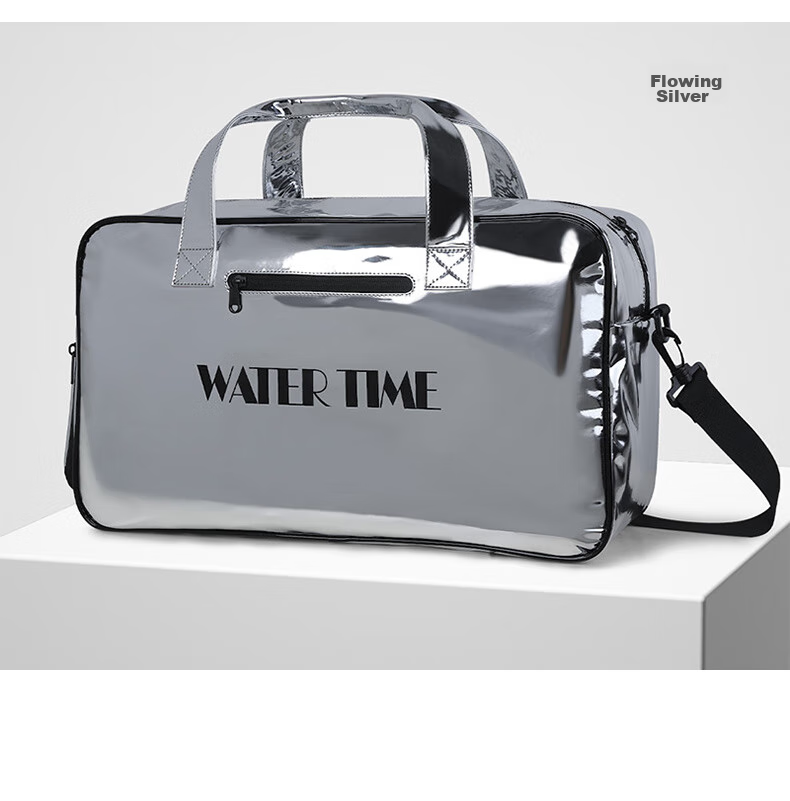 WATERTIME Swimming Bag with Dry And Wet Separation for Men And Women, Fitness Bag, Swimwear Storage Waterproof Bag, Beach Backpack, Flowing Silver 12